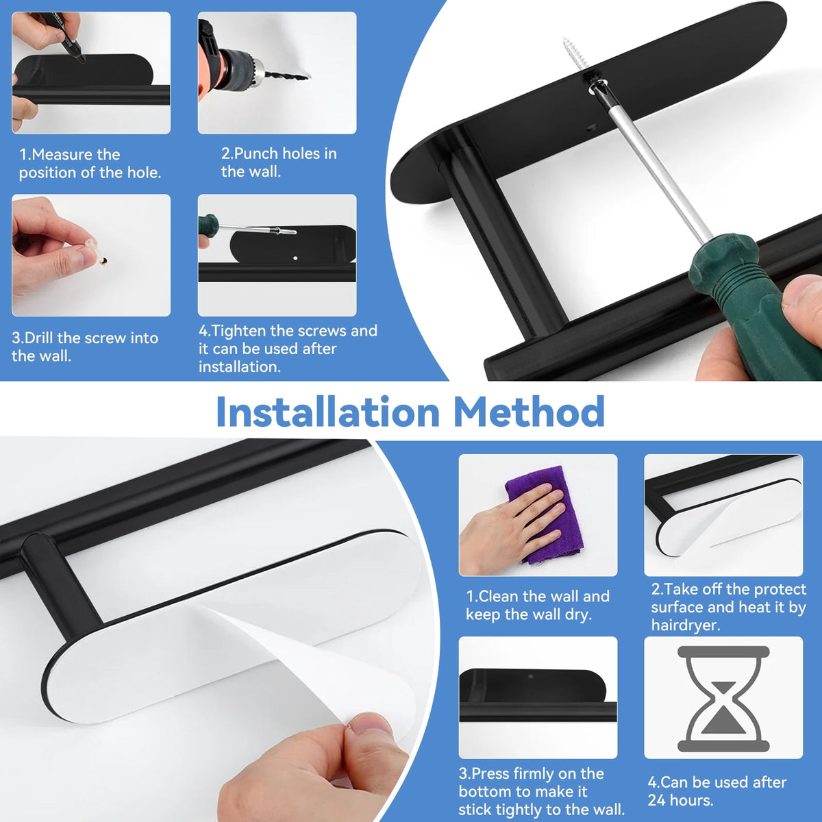 Under-Cabinet Paper Towel Holder in Black Stainless Steel, 13.1 Inches - Image 4