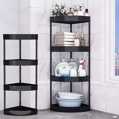 Four-Tier Corner Shelf Unit for Small Bathrooms, 32 Inches Tall with Casters - Image 3