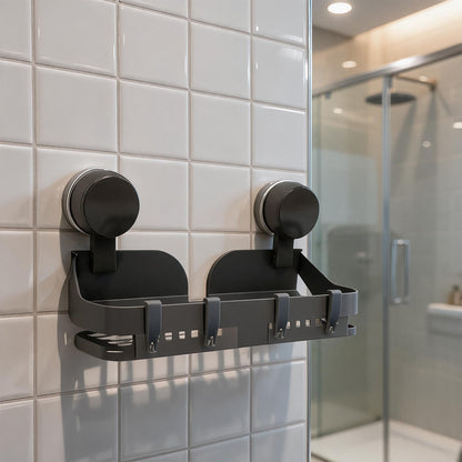 No-Drill Shower Shelf with Suction Cups, Aluminum Caddy with Raised Edges - Image 5