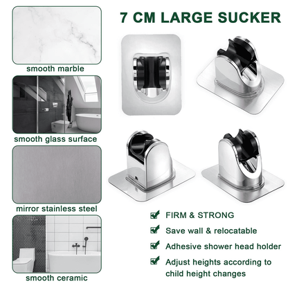 Adhesive Shower Head Bracket, Adjustable Wall Mount in Silver, 3.9 Inches - Image 5