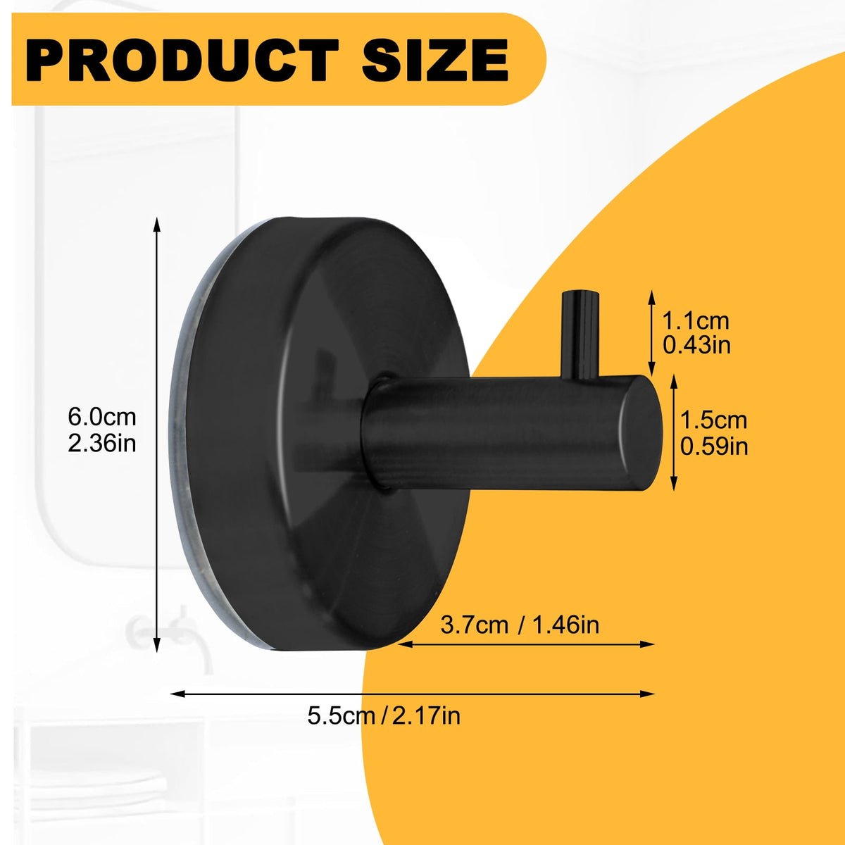 Suction Cup Towel Hooks, 4 Pack in Matte Black, Holds up to 11 Pounds - Image 2