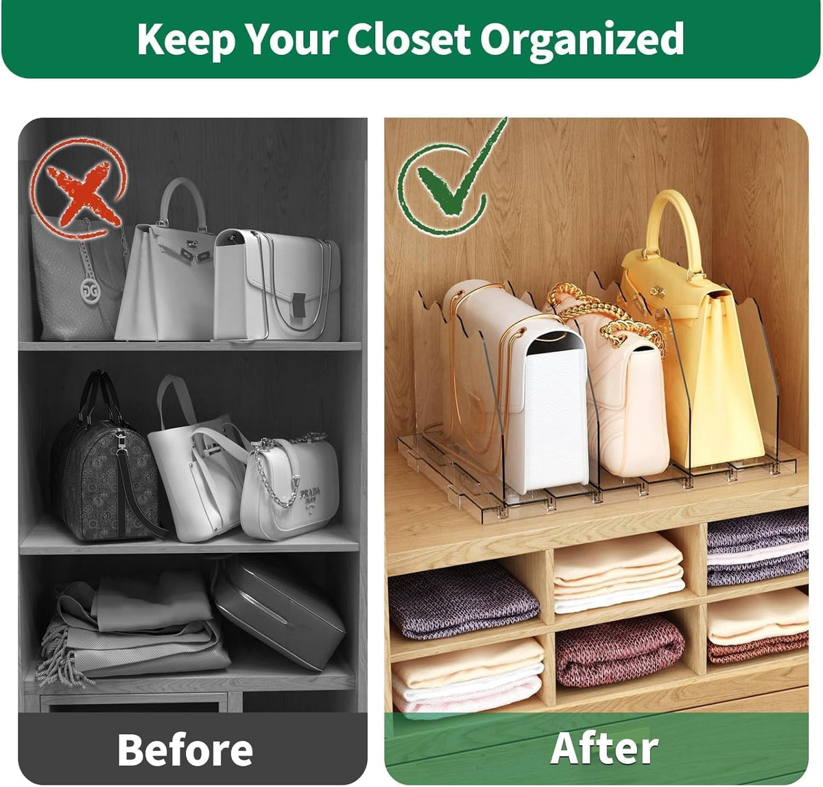 Clear Acrylic Shelf Dividers, Set of 2 Adjustable Closet Separators - Image 4