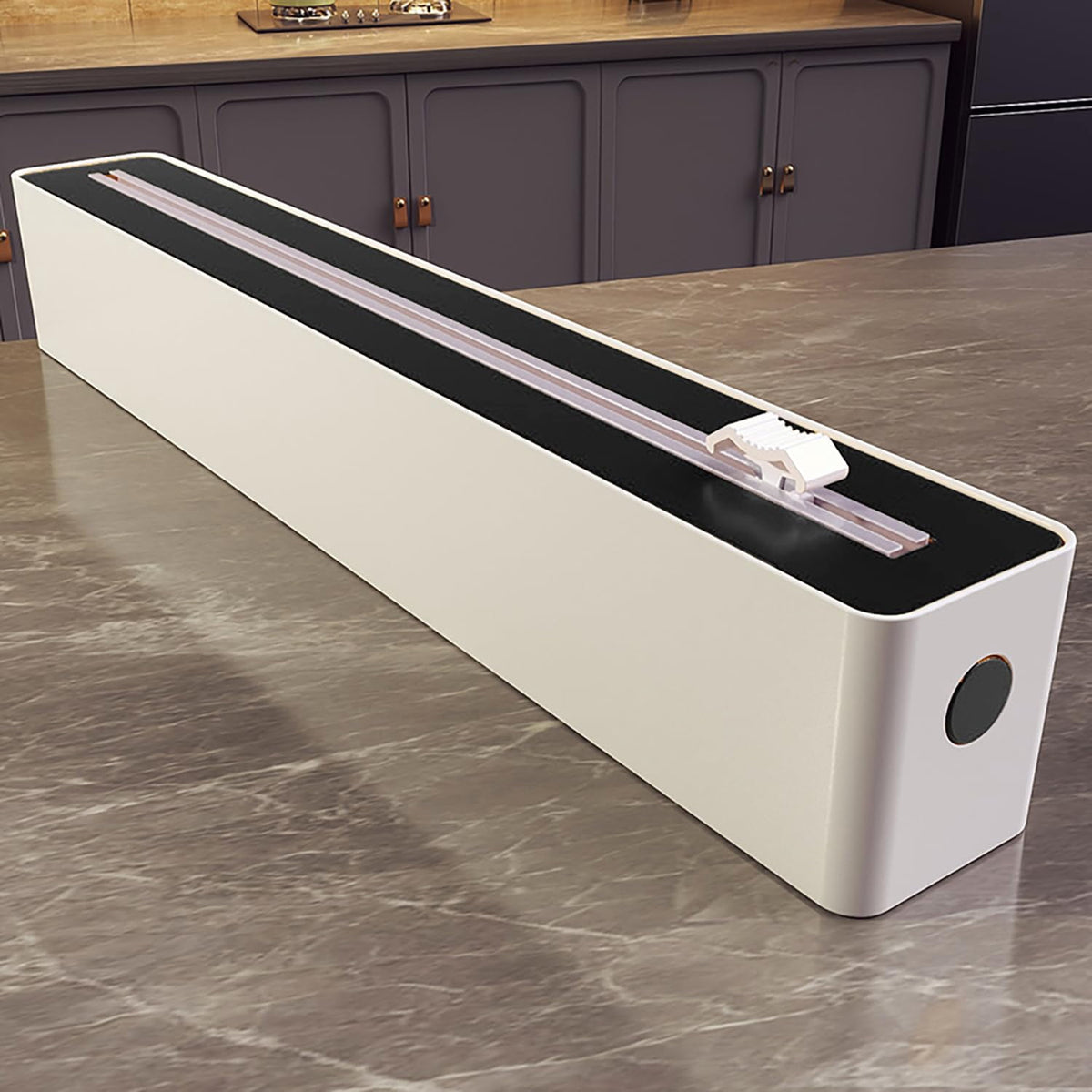 Foil and Cling Film Dispenser with Sliding Blade Cutter, Black and White - Image 5