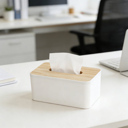 Clear Tissue Box Cover with Wood-Grain Lid, 6.3 x 4.7 x 3.7 Inches - Image 6