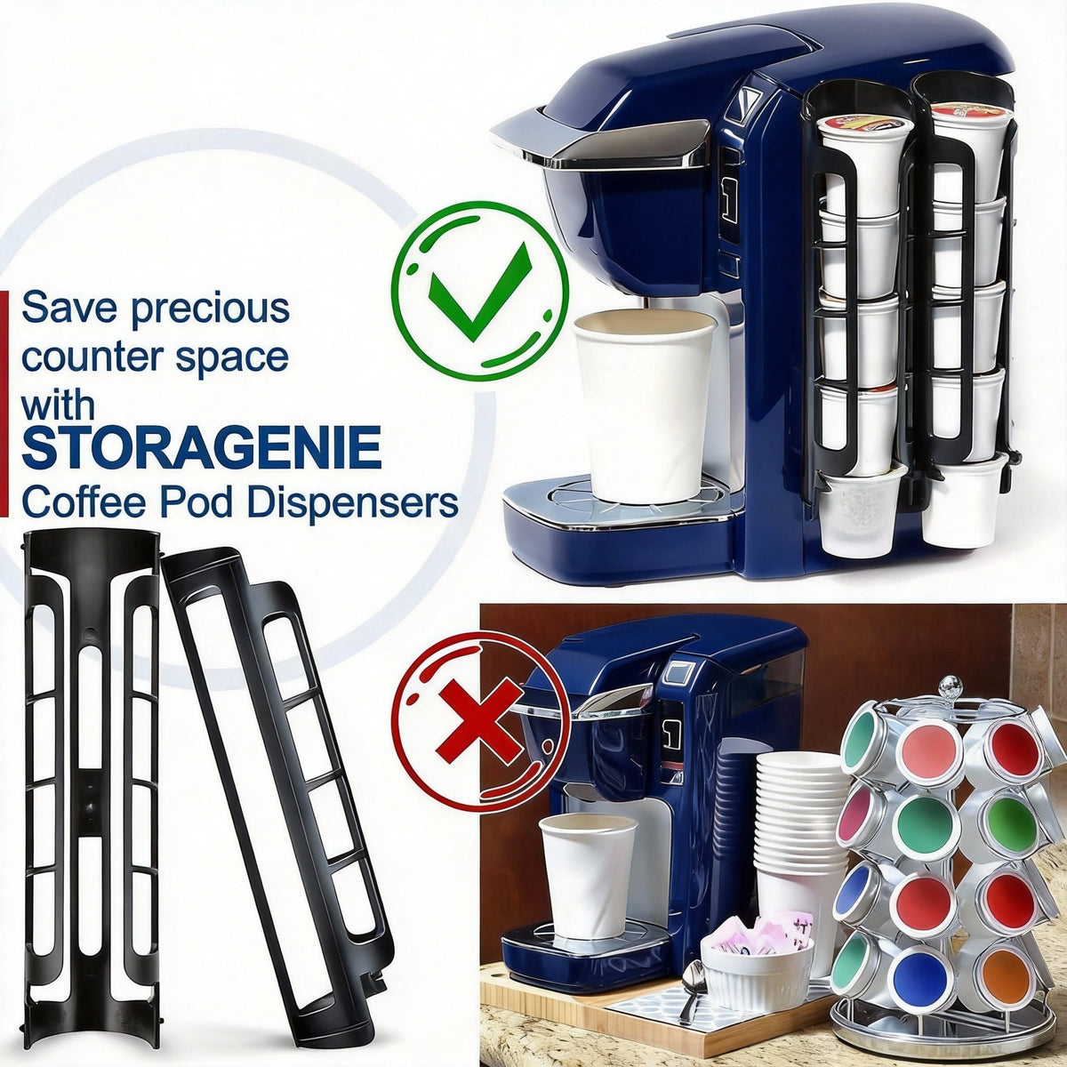 Side-Mount Coffee Pod Holders, Set of 2 Adhesive Racks for Single-Serve Pods - Image 4