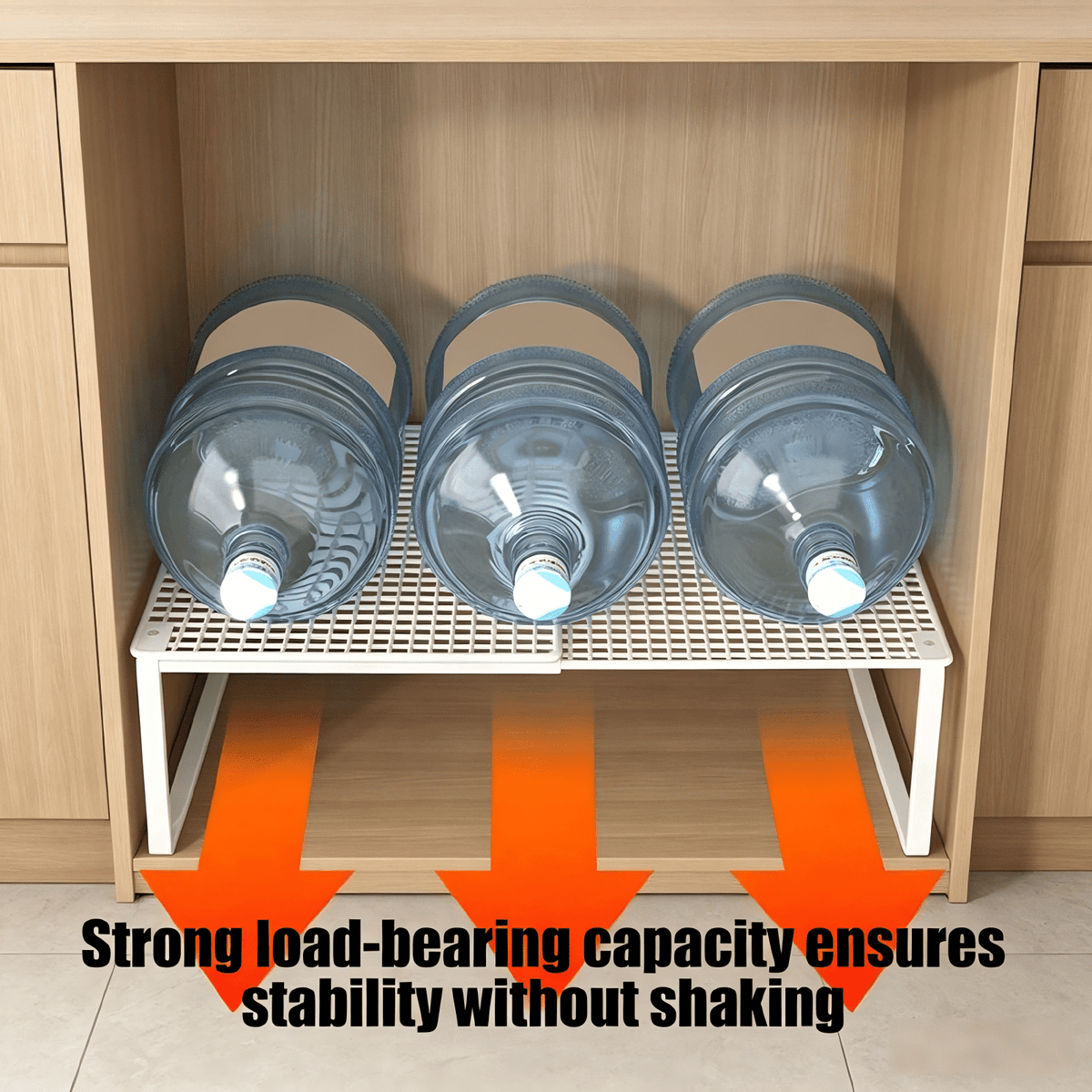 Expandable Cabinet Shelf Riser in White Metal, Adjusts 15 to 24.4 Inches - Image 6