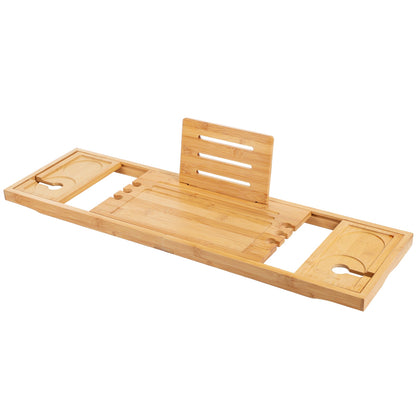 Expandable Bamboo Bath Caddy Tray, Adjusts from 29.3 to 37.4 Inches