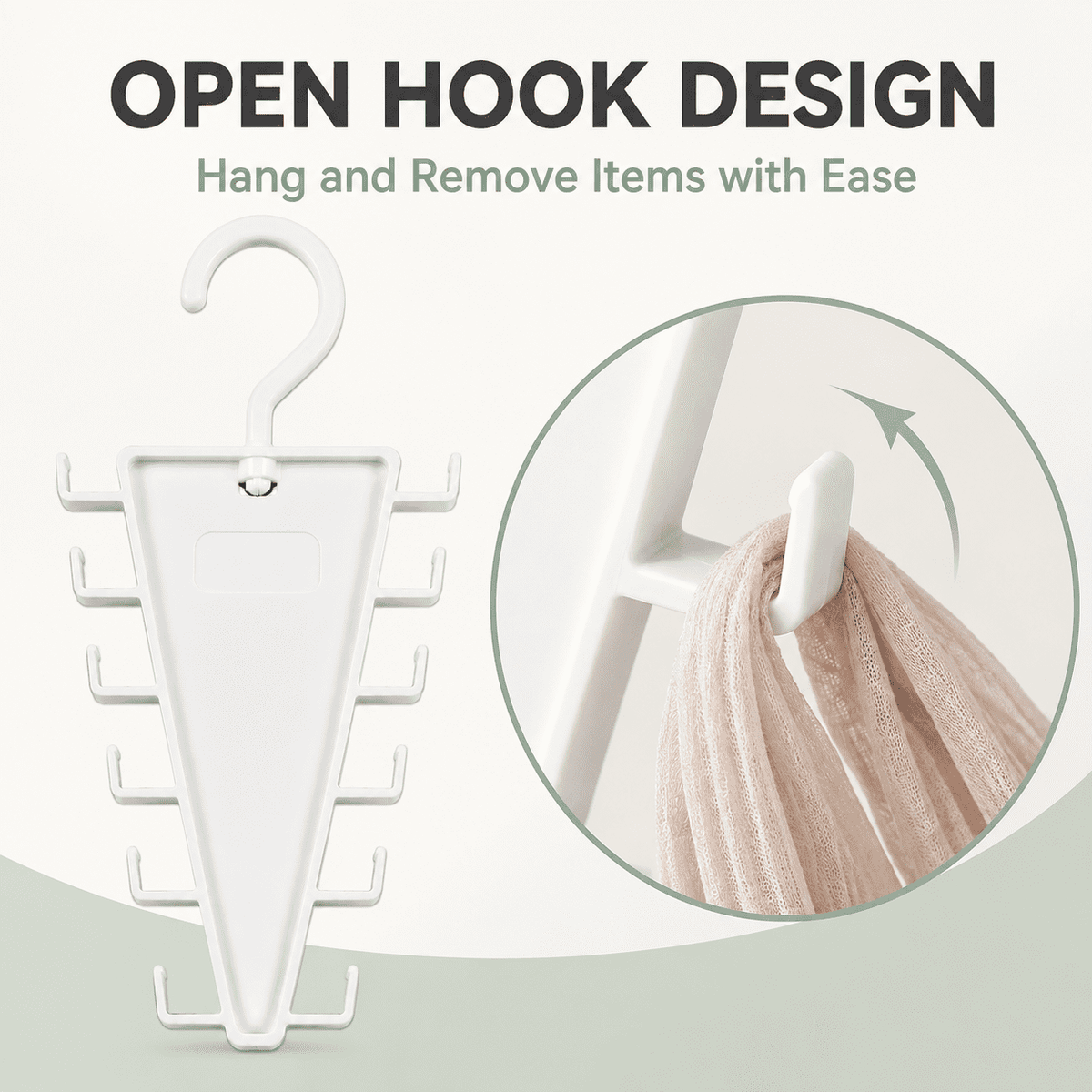 V-Shaped Closet Hanger with 12 Hooks, Rotating Rack for Scarves and Belts - Image 3