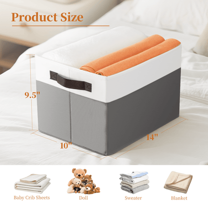 Collapsible Fabric Storage Cubes with Lids and Handles, Set of 4 in Grey - Image 3