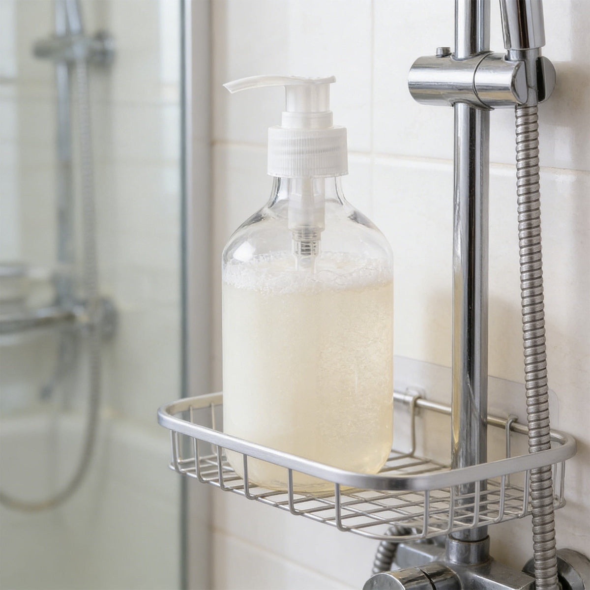 Refillable Soap Dispenser Pump Bottle, 10 oz Clear Plastic, 6.5 Inches Tall - Image 4