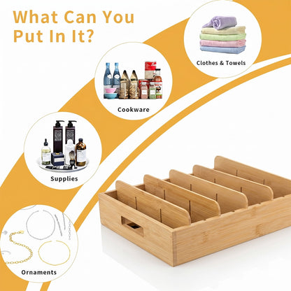 Bamboo Lid Caddy with Five Adjustable Dividers for Cabinets and Drawers - Image 6
