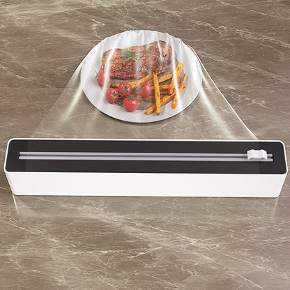 Foil and Cling Film Dispenser with Sliding Blade Cutter, Black and White - Image 3