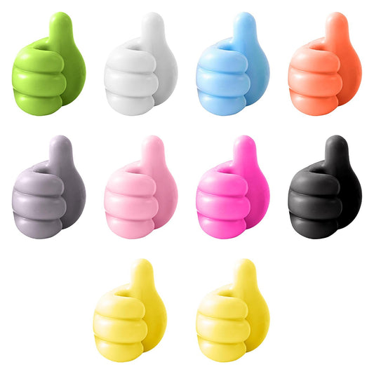 Self-Adhesive Silicone Thumb Hooks, 10 Pieces in Pink for Cables and Keys