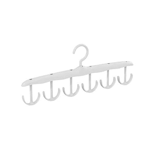 Rotating Purse Hanger with Six Hooks, White Closet Rack for Bags and Scarves