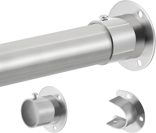 Adjustable Stainless Steel Closet Rod, 17 to 110 Inches, 1.3-Inch Diameter