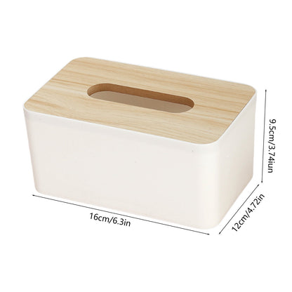 Clear Tissue Box Cover with Wood-Grain Lid, 6.3 x 4.7 x 3.7 Inches - Image 3