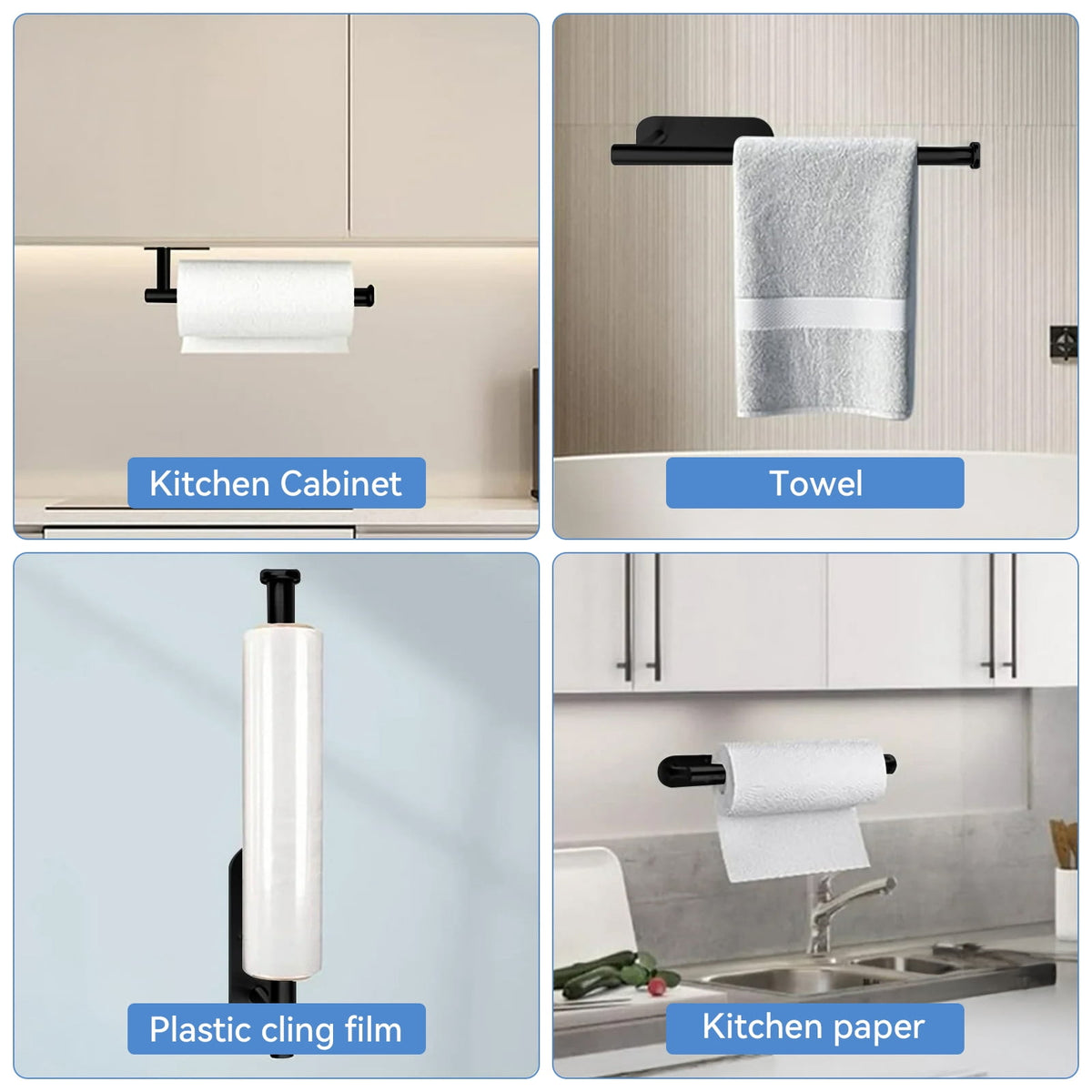 Under-Cabinet Paper Towel Holder in Black Stainless Steel, 13.1 Inches - Image 6