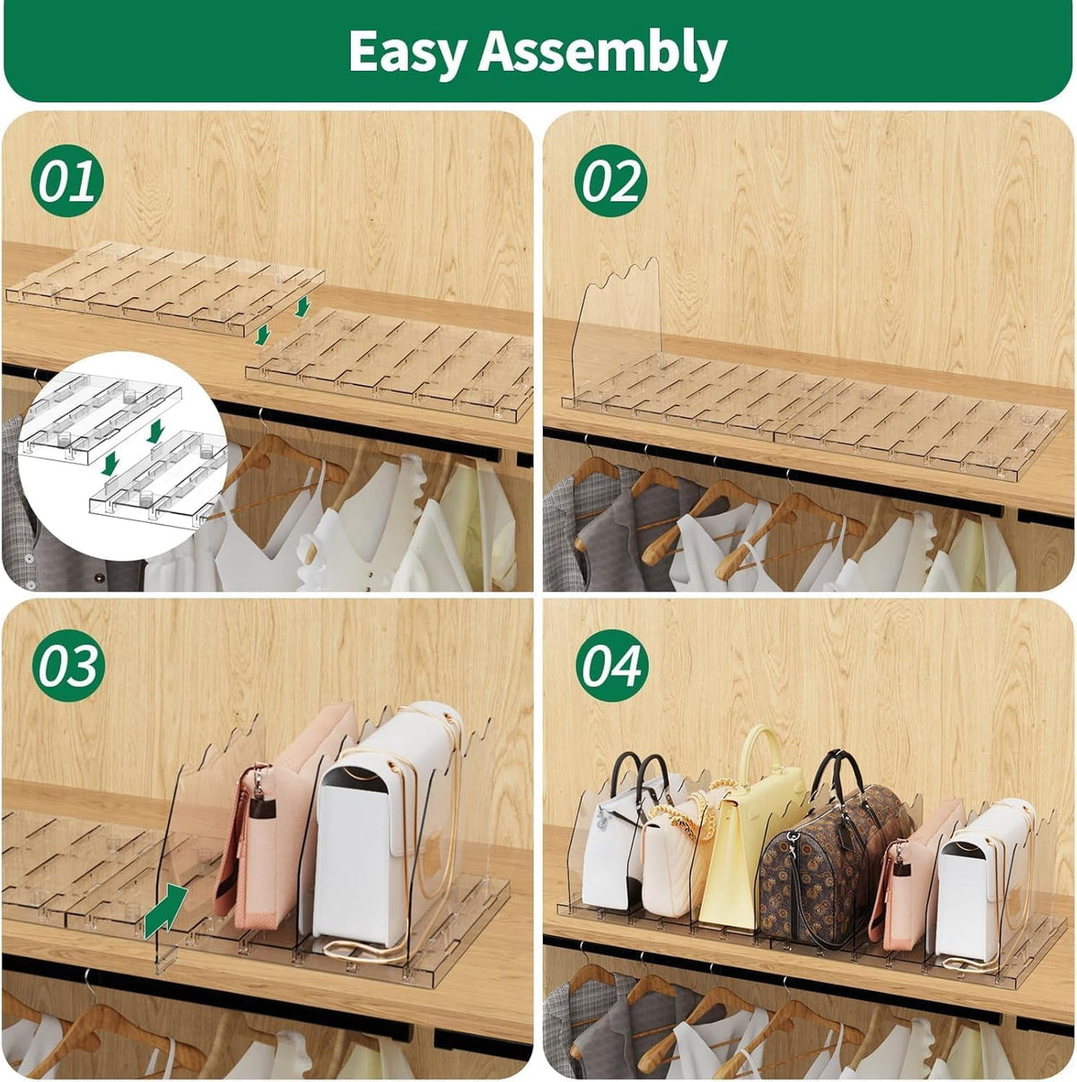 Clear Acrylic Shelf Dividers, Set of 2 Adjustable Closet Separators - Image 5