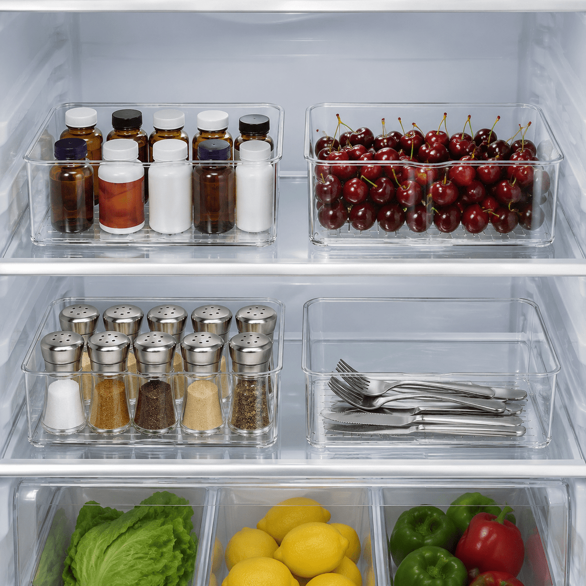 Clear Stackable Fridge and Pantry Bins, Set of 8 with Straight Sides - Image 5