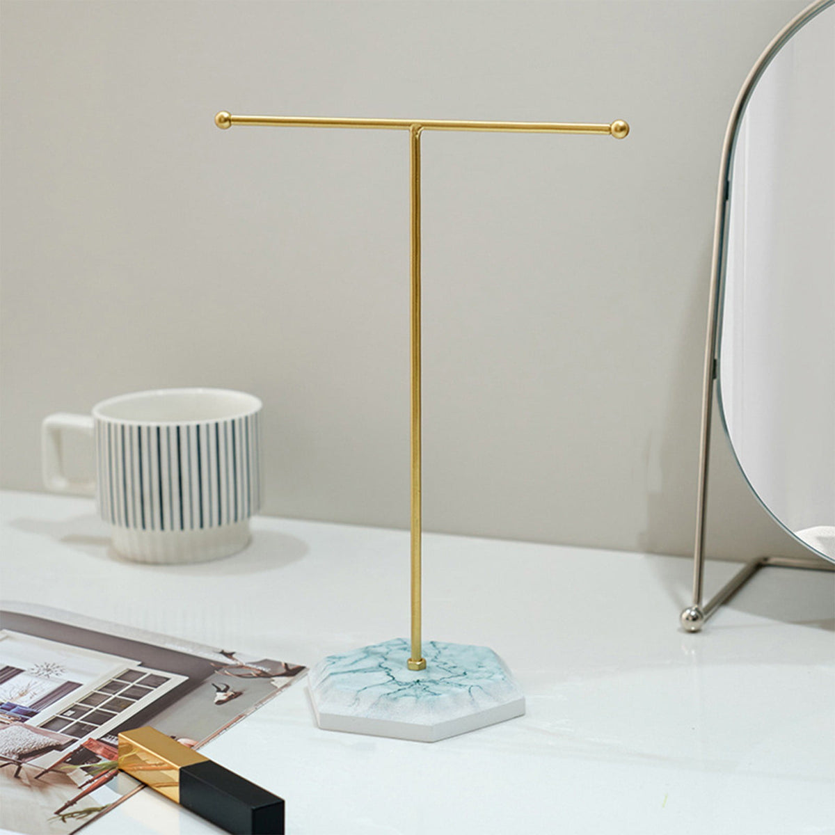 T-Bar Jewelry Stand with Weighted Base for Necklaces and Bracelets - Image 4