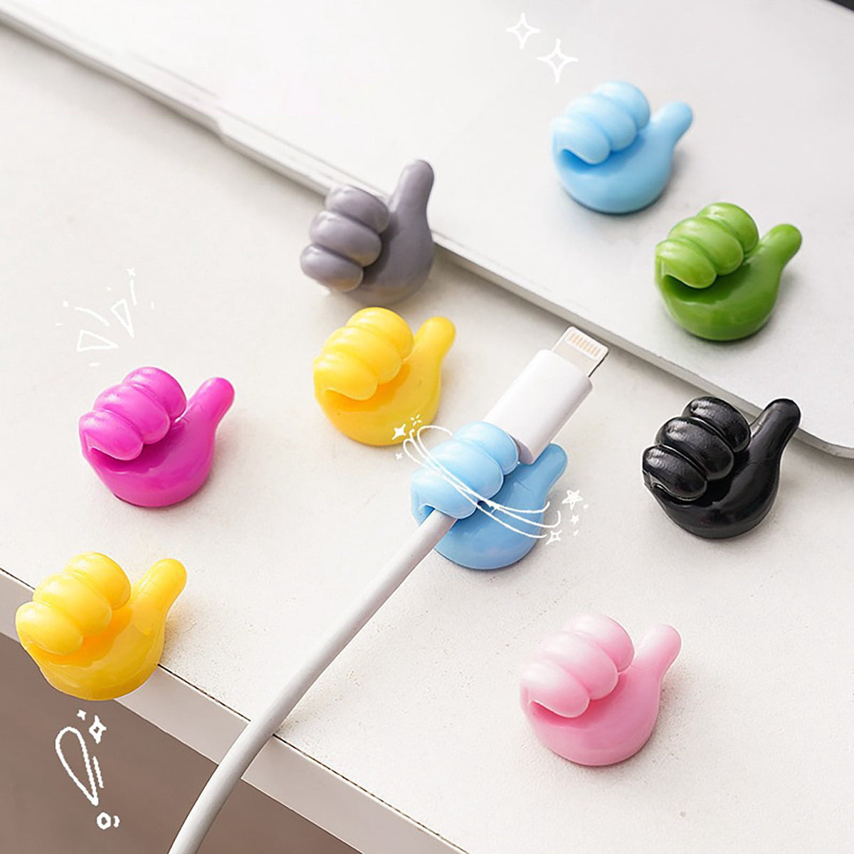 Self-Adhesive Silicone Thumb Hooks, 10 Pieces in Pink for Cables and Keys - Image 5