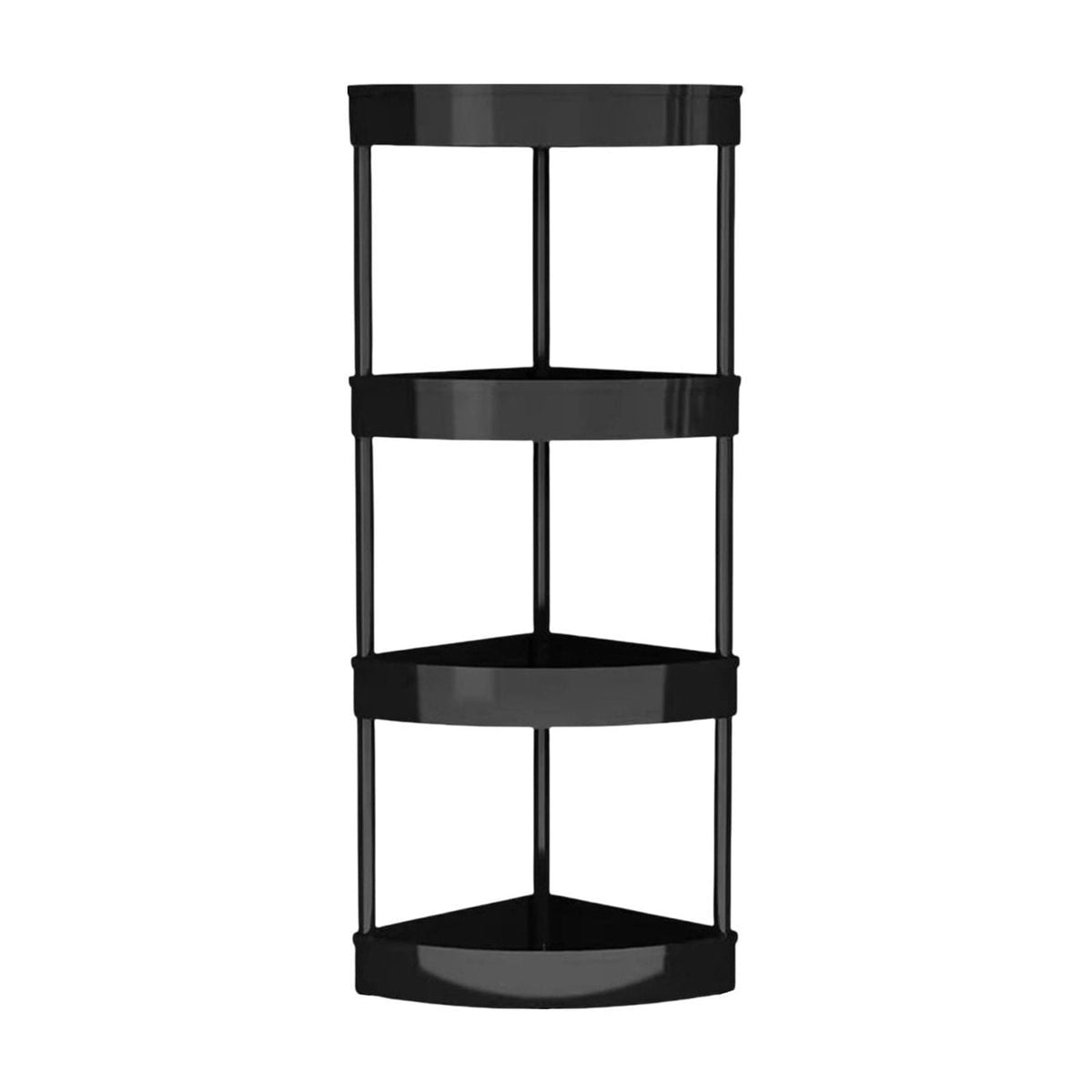 Four-Tier Corner Shelf Unit for Small Bathrooms, 32 Inches Tall with Casters
