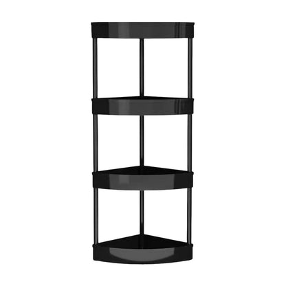 Four-Tier Corner Shelf Unit for Small Bathrooms, 32 Inches Tall with Casters