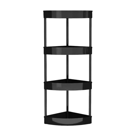 Four-Tier Corner Shelf Unit for Small Bathrooms, 32 Inches Tall with Casters