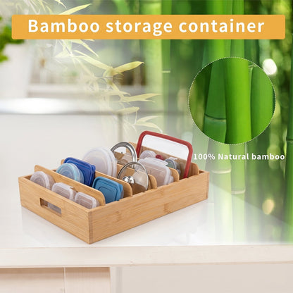 Bamboo Lid Caddy with Five Adjustable Dividers for Cabinets and Drawers - Image 4