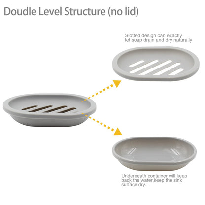 Draining Soap Dishes with Slotted Base, Set of 2 in Grey - Image 3