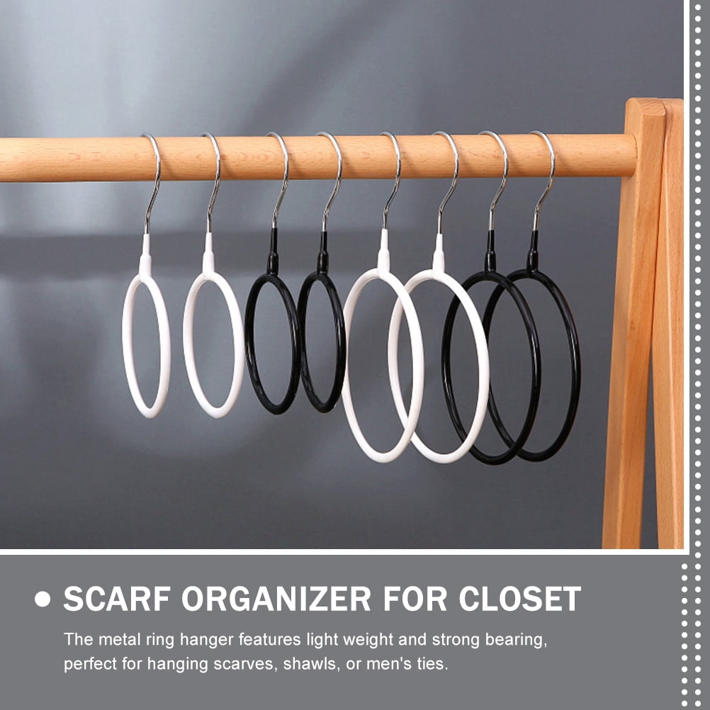 Round Scarf and Tie Hanger, Holds 4, Stainless Steel with Silicone Sleeves - Image 4