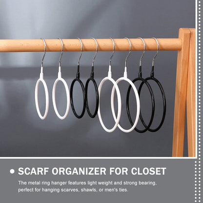 Round Scarf and Tie Hanger, Holds 4, Stainless Steel with Silicone Sleeves - Image 4