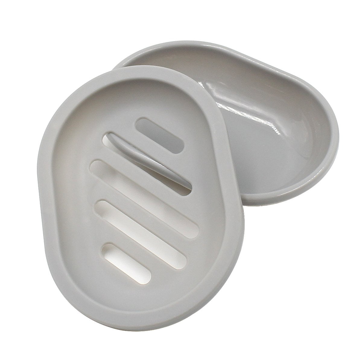 Draining Soap Dishes with Slotted Base, Set of 2 in Grey - Image 4